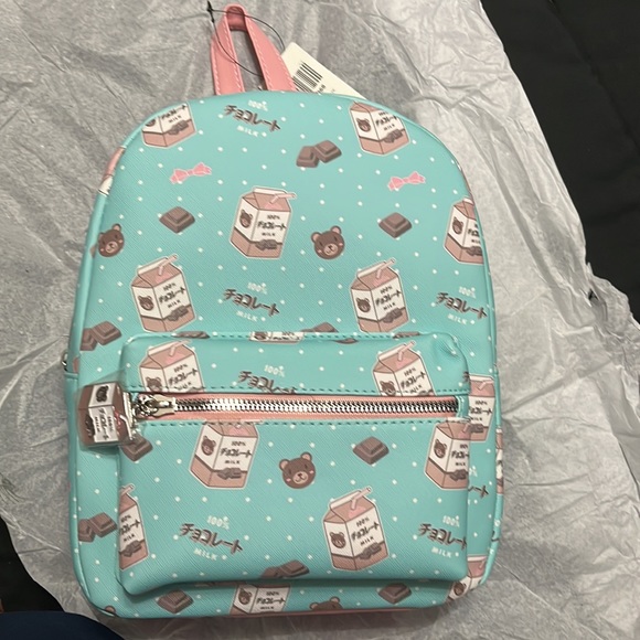 Teddy Bear Chocolate Milk Mini Backpack. 8” x 3 1/2 x 11” - Picture 6 of 10